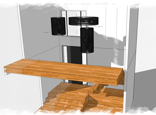 Staircase Installation Commission: Three Custom Futurismo Black Light Shades