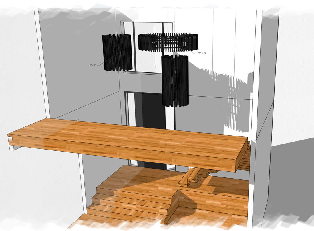 Staircase Installation Commission: Three Custom Futurismo Black Light Shades